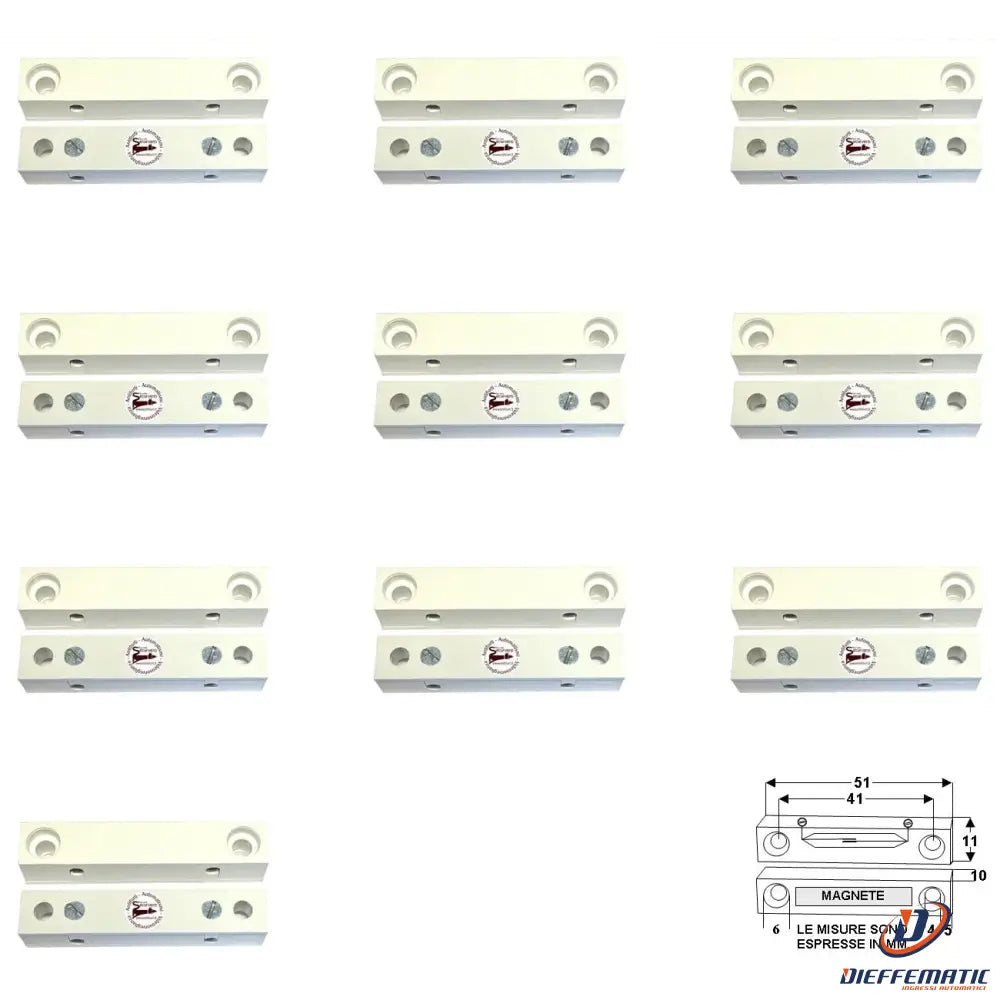 10 Contatti Magnetici Da Esterno Per Infissi Non Ferrosi