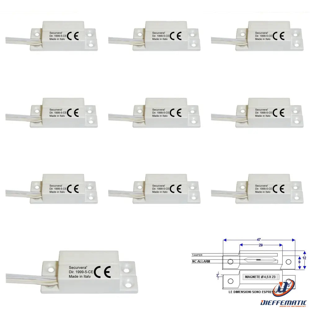 10 Contatti Magnetici Nc A Mattoncino Da Esterno Securvera