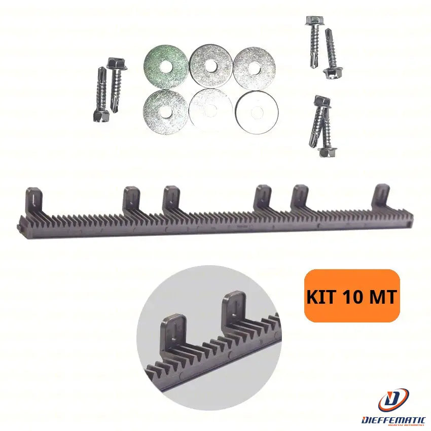 10 Metri Cremagliera In Nylon X Cancello 6 Attacchi