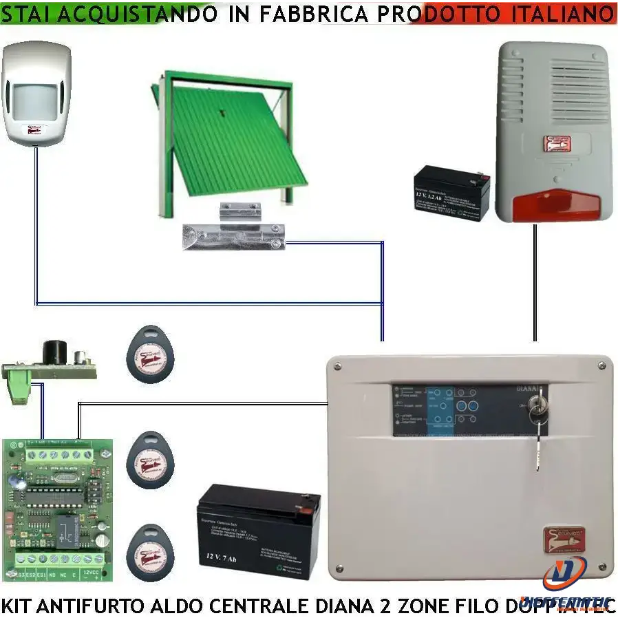 Aldo diana kit garage alarm 2 zones double securvera technology
