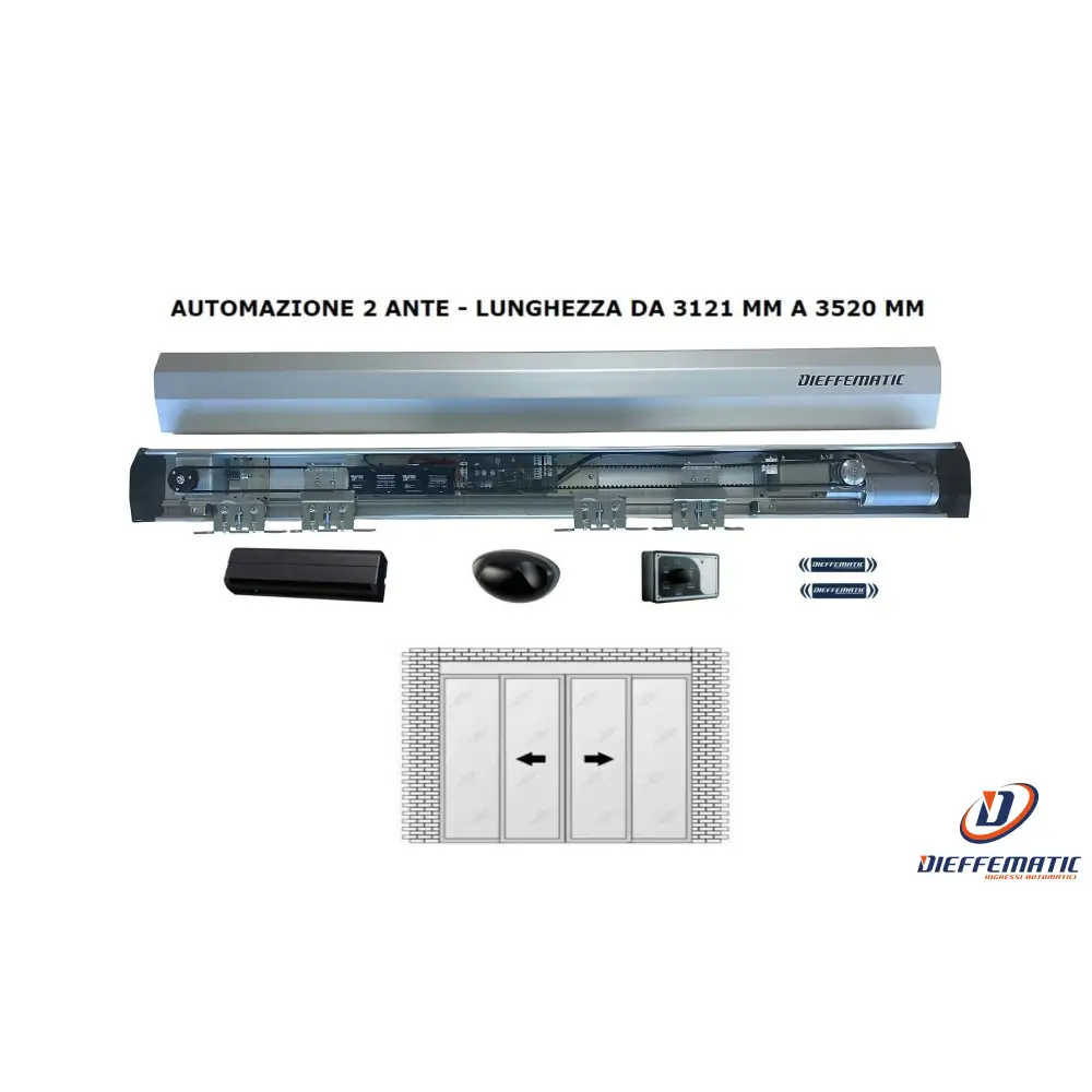 Automazione Porta Scorrevole 2 Ante 24V Fino A 3520 Mm