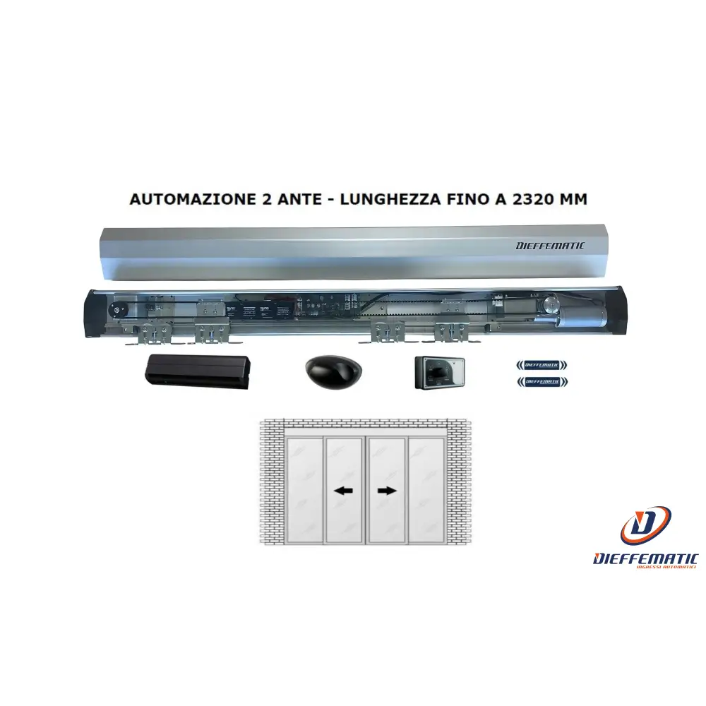 Automazione Porta Scorrevole Completa 2 Ante Fino A 2320 Mm