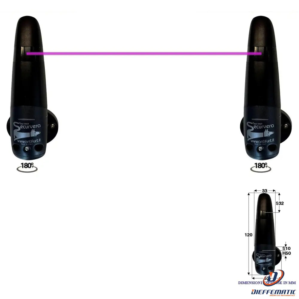 Coppia Di Fotocellule Rotanti 180° Portata 20Mt 12/24Vac