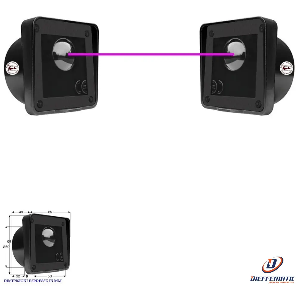 Coppia Fotocellule Da Incasso Portata 20 Mt 12/24 Vacdc