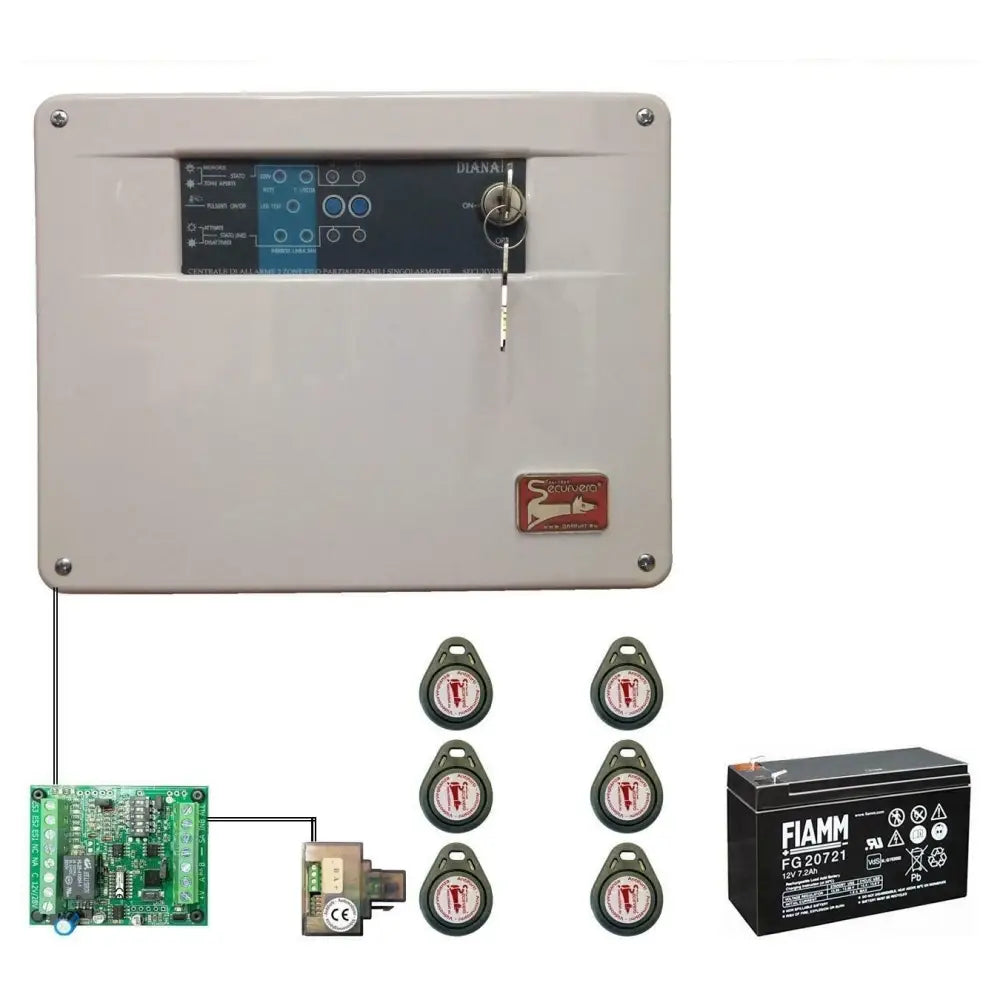 Diana Centrale Allarme 2 Zone Batteria 12 V 7,2 Ah