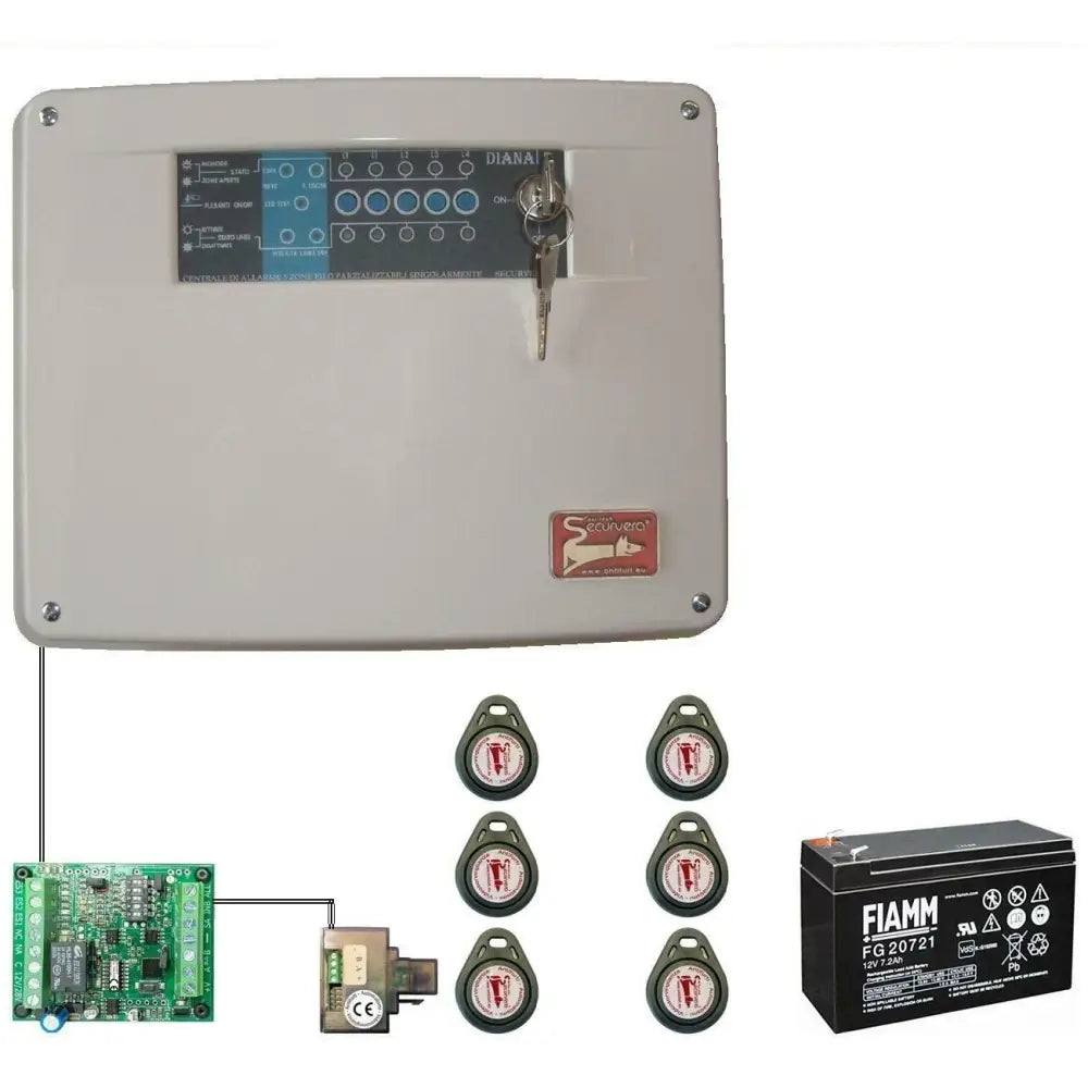 Diana Centrale Allarme 5 Zone Batteria 12 V 7,2 Ah