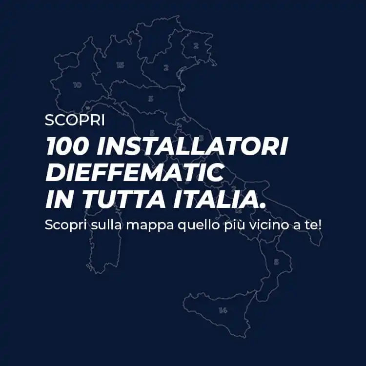 Una mappa dell'Italia che evidenzia le località di 100 installatori Dieffematic.