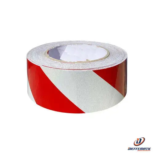 Pellicola nastro adesivo catarifrangente riflettente bianco rosso l 100cm h  50mm
