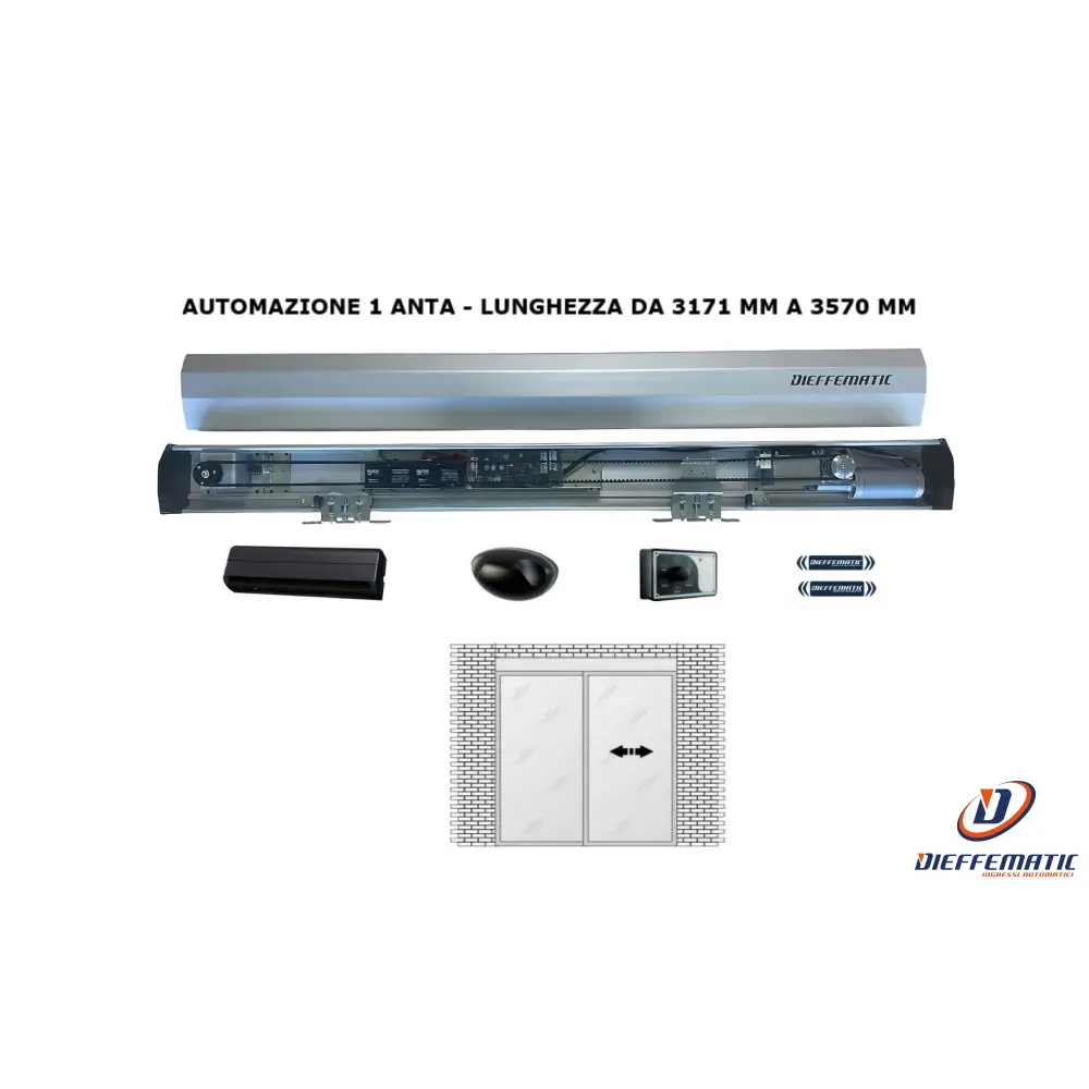 Porta Automatica A Vetri 1 Anta Fino A 3570 Mm 24V