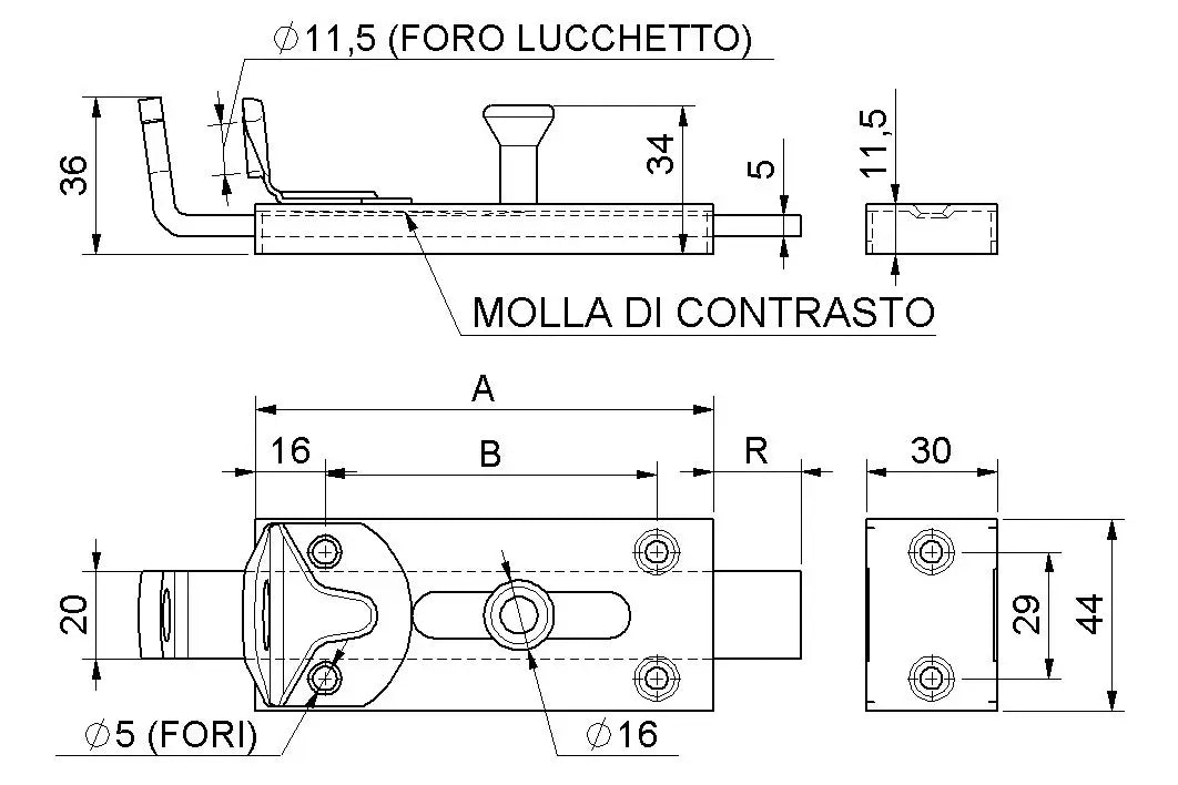 Catenaccio Portalucchetto 5x20 Zincato 285.200