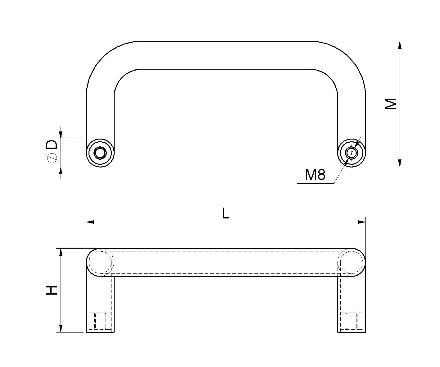 Maniglione Tubolare Curvato Con Boccole A Fissare Verniciato