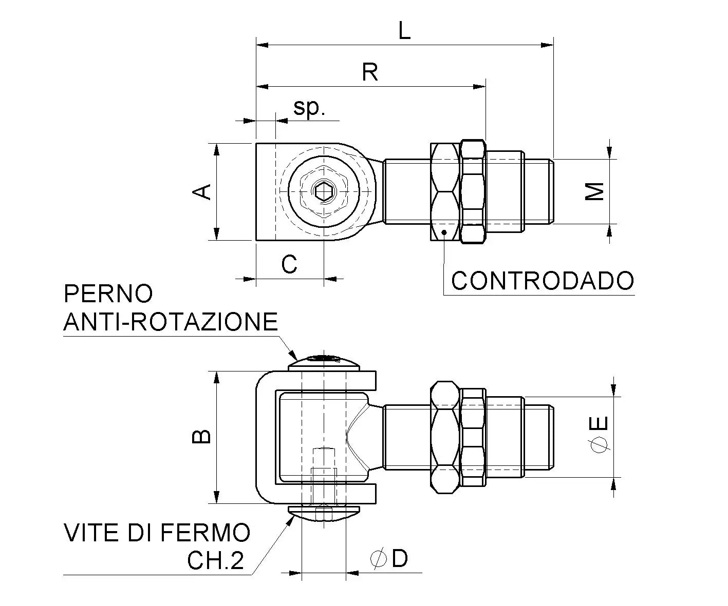 Cardine Con Cavallotto Con Boccola E Controdado Zincato