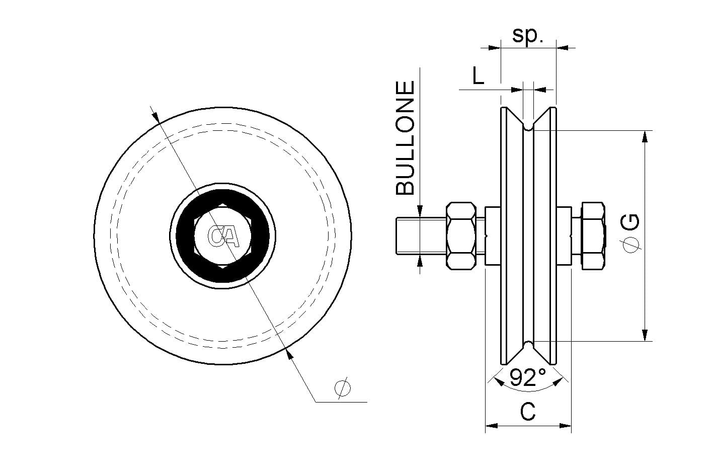 Ruota 1 Cuscinetto Gola Y Zincata 401.100