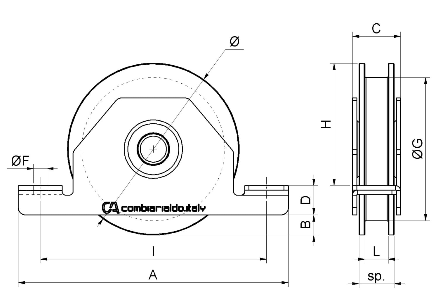 Ruota 1 Cuscinetto Gola H Supporto Interno Zincata 428.100