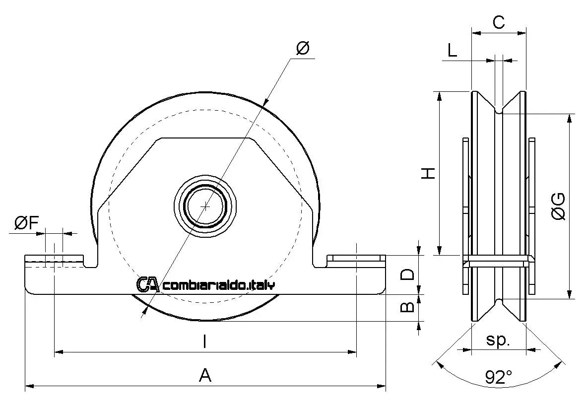 Ruota 2 Cuscinetti Gola Y Supporto Interno Zincata 431.90