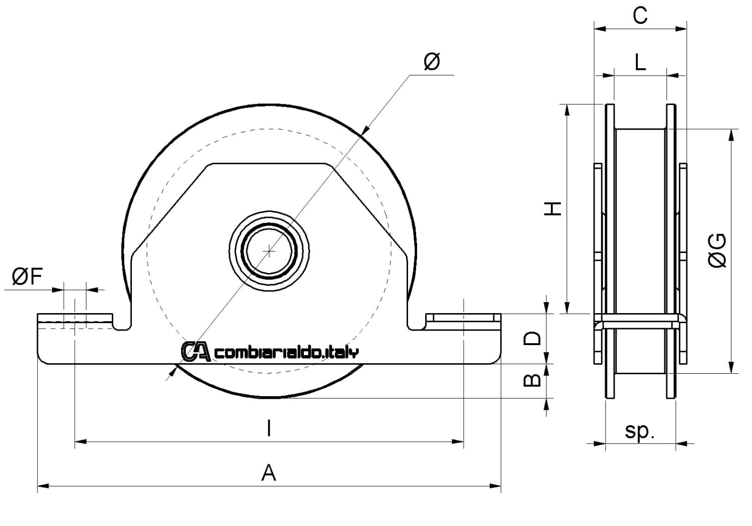 Ruota 2 Cuscinetti Gola H Supporto Interno Zincata 433.100