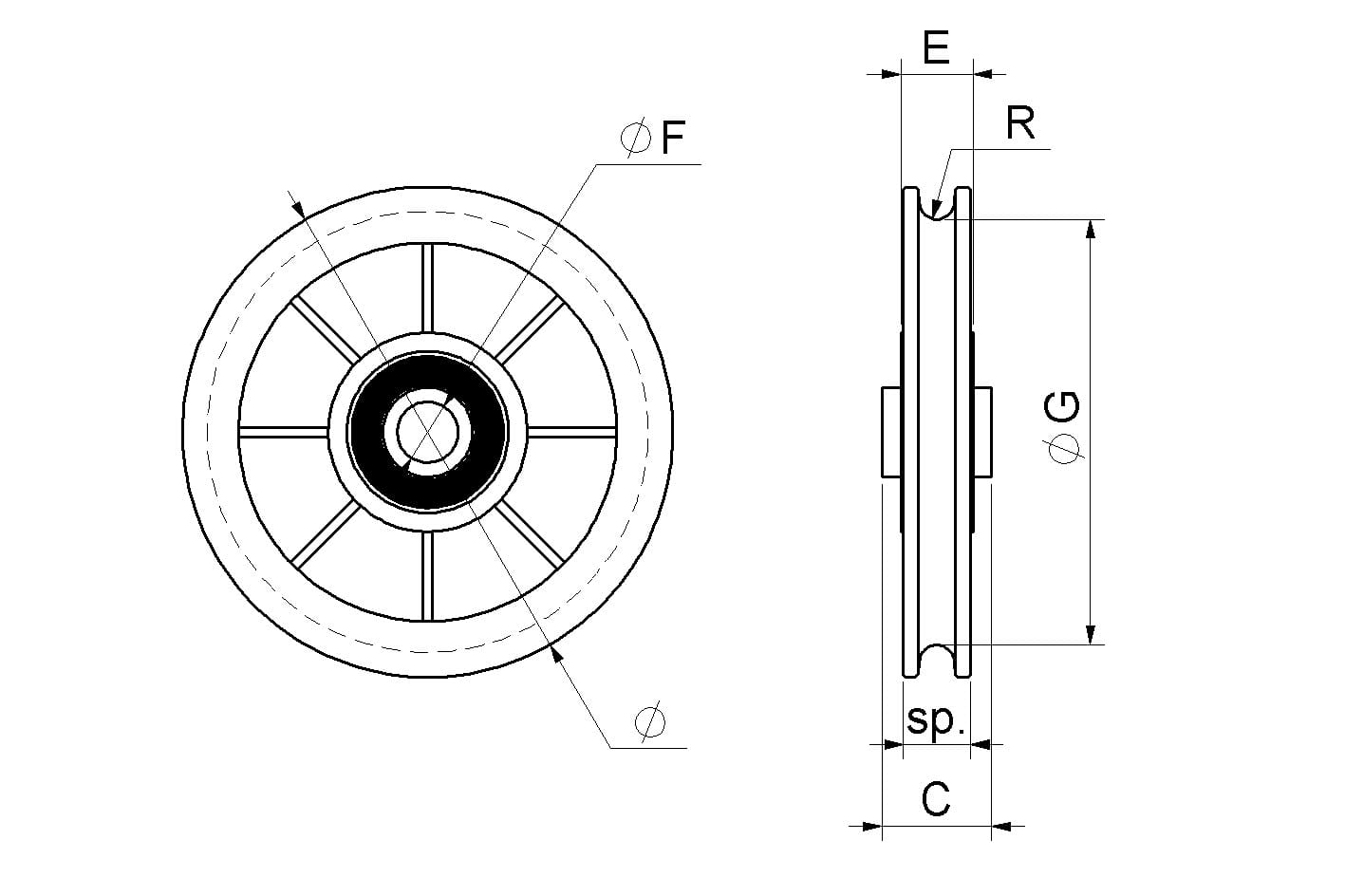 Ruota Per Fune Nylon 445ny.100