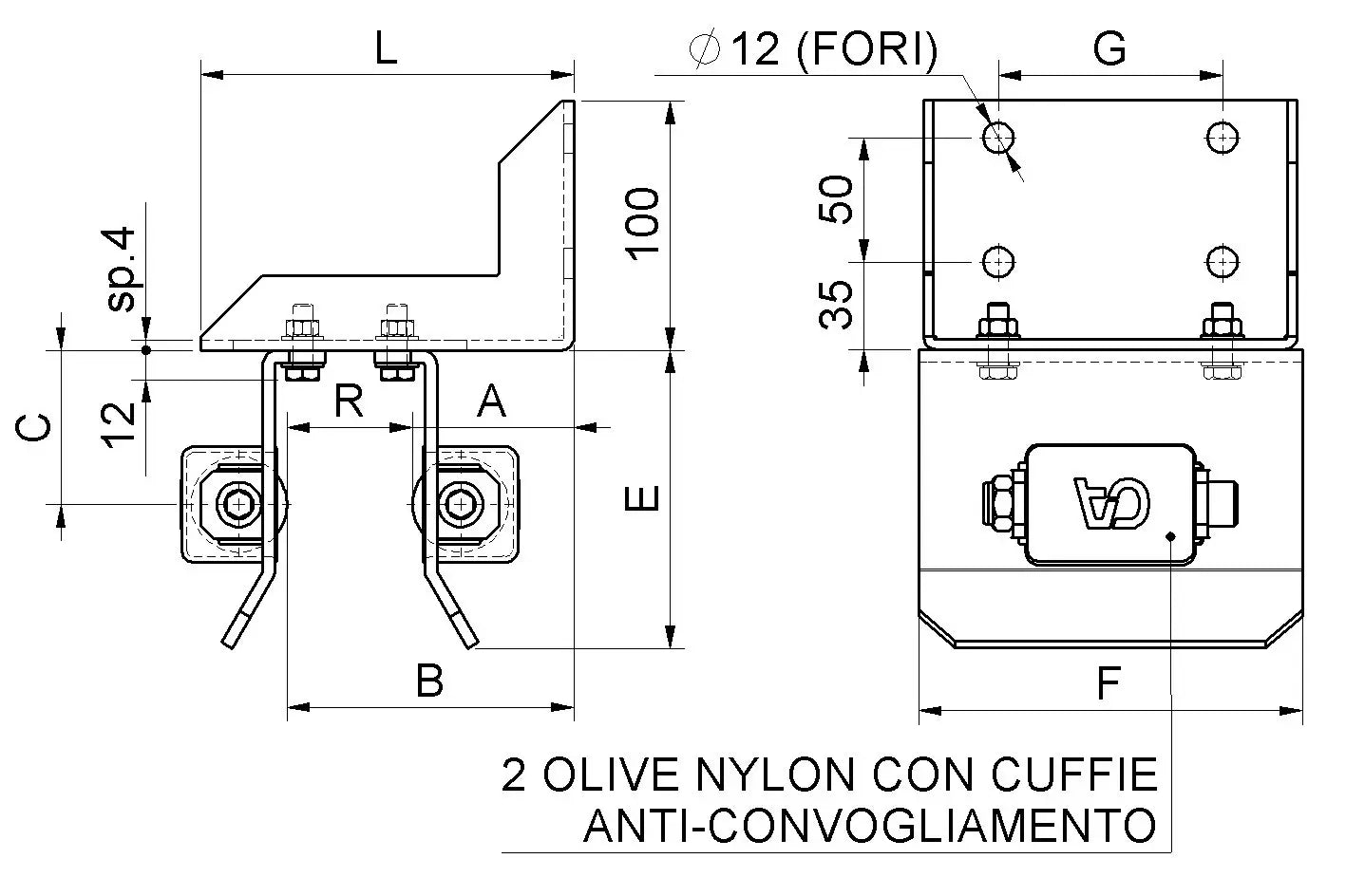 Incontro Superiore Universale Regolabile 2 Olive Nylon