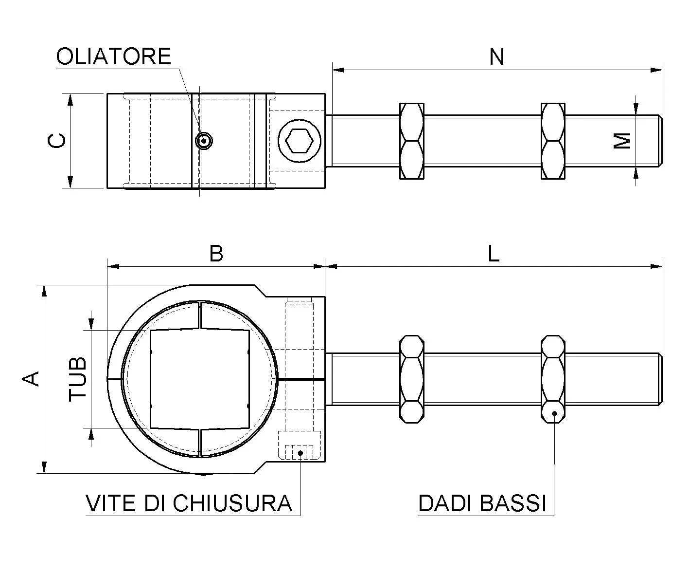 Cardine Matrix Con Barra Lunga Con Ingrassatore E Controdado