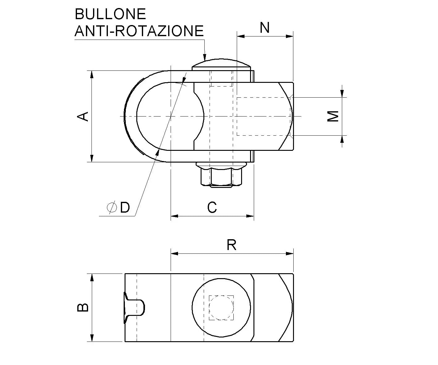 Cardine A Fascetta Per Barra Filettata M18 Zincato 851.18