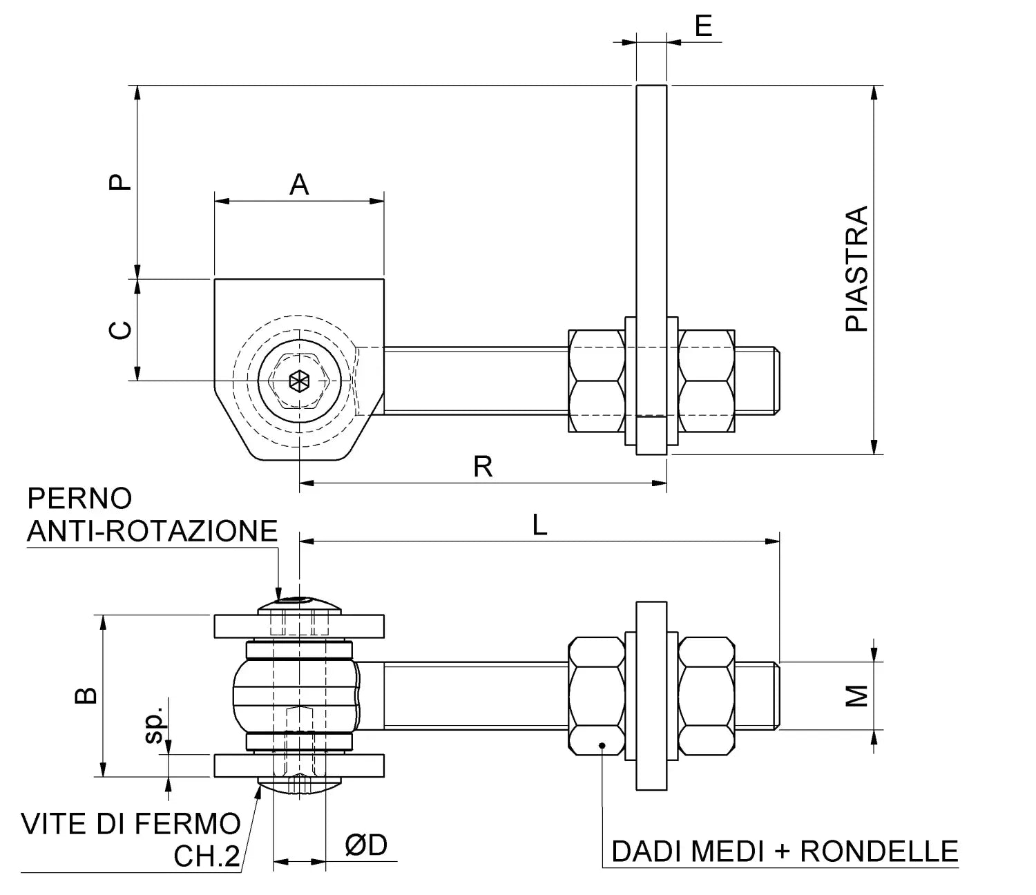 Cardine Per Aperture A 180° Con Piastra Regolabile 880.12