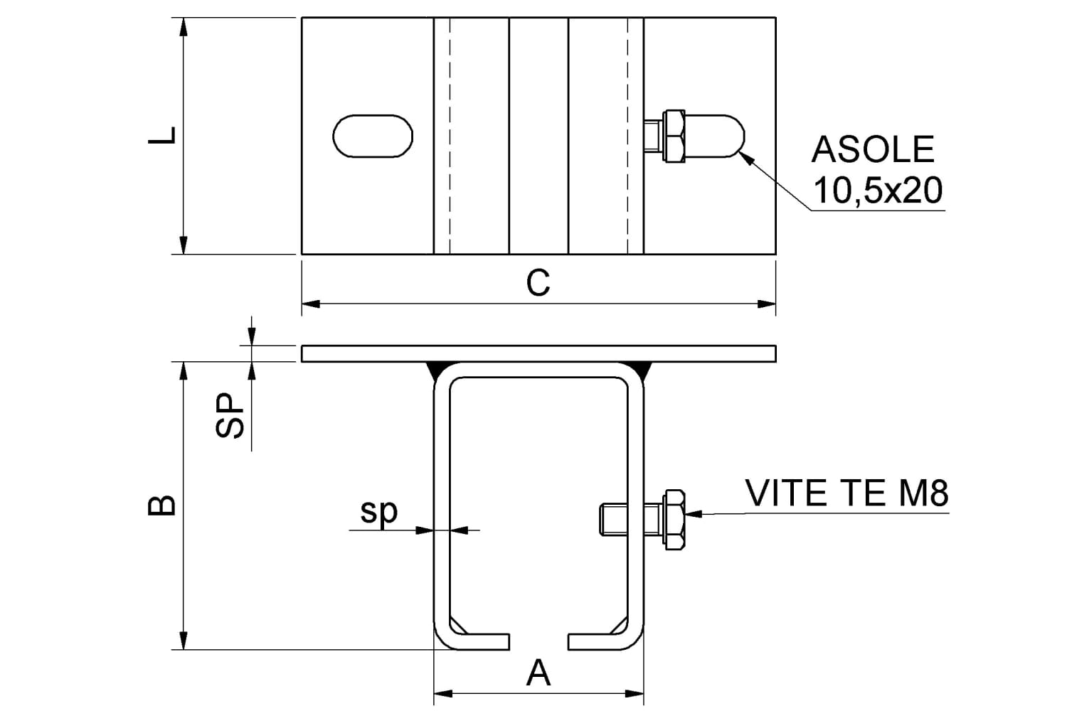 Supporto A Soffitto Zincato Per Art. 920 922.g