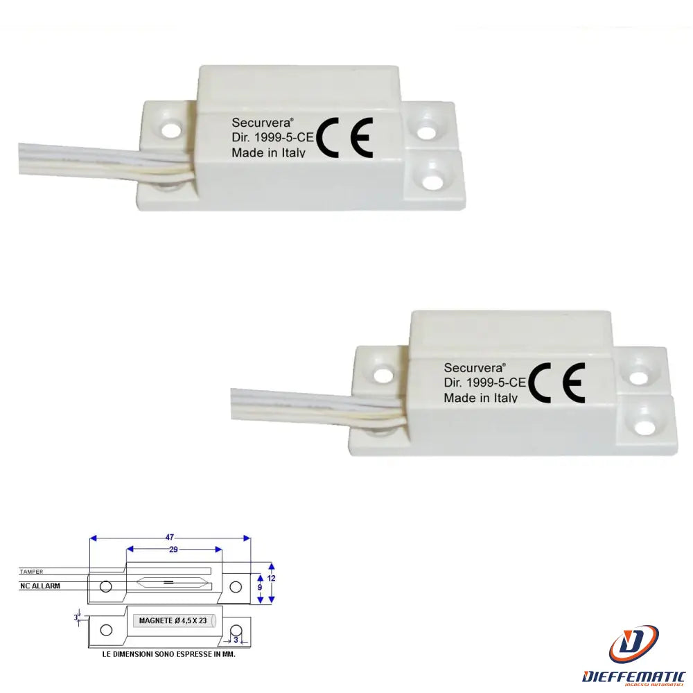 2 Contatti Magnetici Nc A Mattoncino Da Esterno Securvera