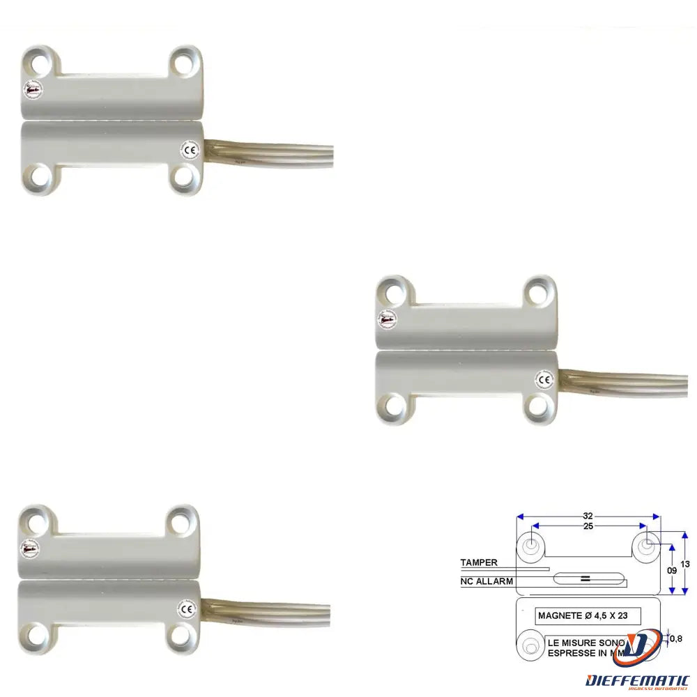 3 Contatti Magnetici A Mattoncino Da Esterno Contatto Nc