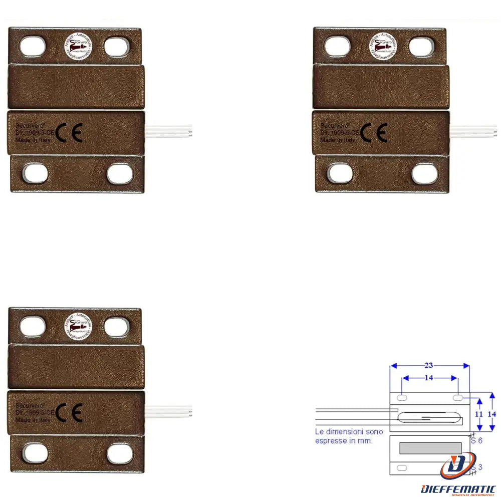 3 Microcontatti Magnetici Nc A Mattoncino Da Esterno