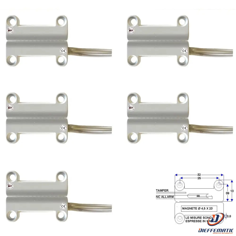 5 Contatti Magnetici A Mattoncino Da Esterno Contatto Nc