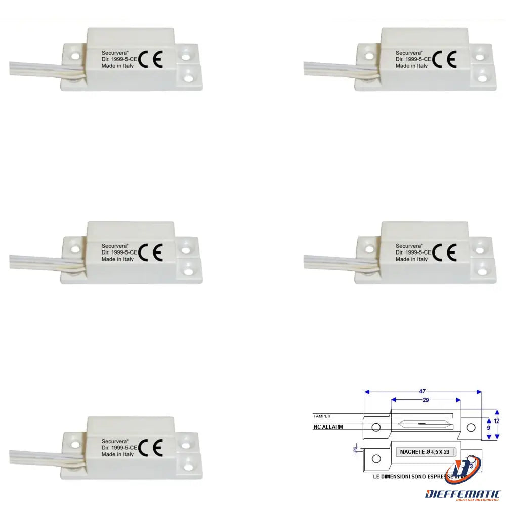 5 Contatti Magnetici Nc A Mattoncino Da Esterno Securvera