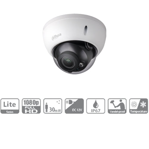 Hdcvi Dome Camera 2mpx Ottica Varifocale 2.7~12mm Ir 30mt