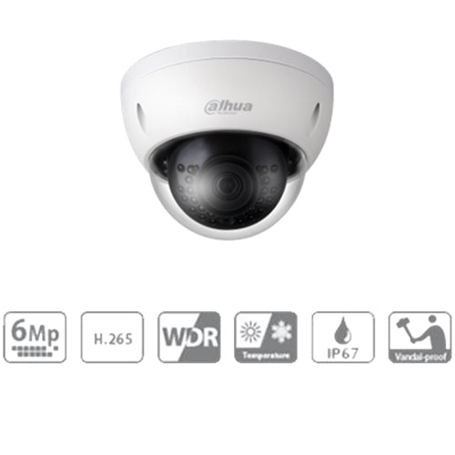 Dome 6mp Fissa 2.8mm 12v Poe Ir 30m Icr Sd Card Dahua