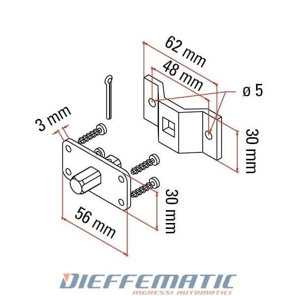 Kit Supporto Staffa Perno Quadro Fori Passanti X Tm45 E Tm45