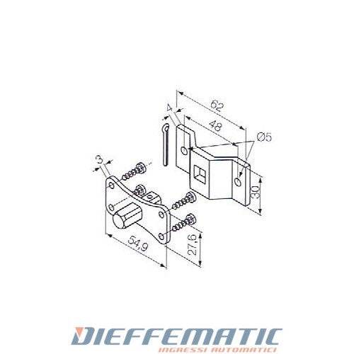 Nice 525.10012/ax Perno Quadro 10mm + Staffa Per Neo Taglia