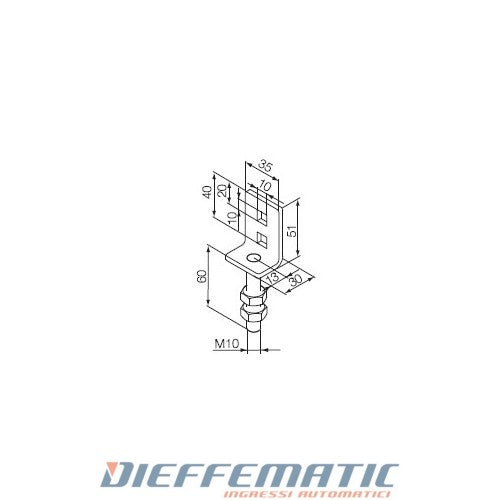 Nice 525.10020 Staffa Regolabile Per Perno Quadro 10mm Per