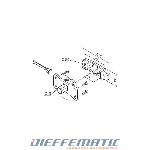 Nice 525.10062 Perno Quadro 10mm + Staffa A Sella Interasse