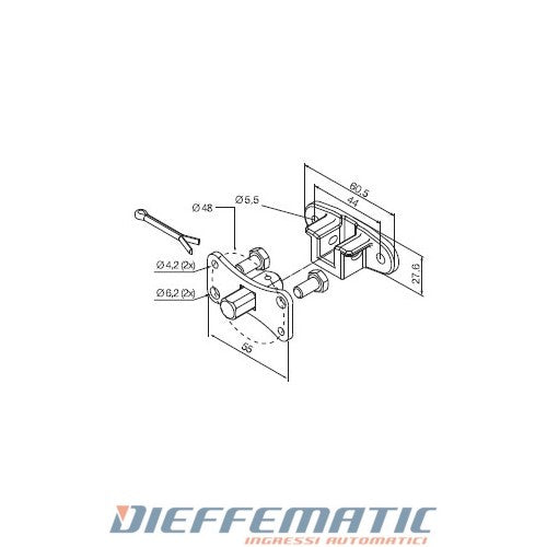 Nice 525.10064 Perno Quadro 10 Mm + Staffa Fori Interasse 44