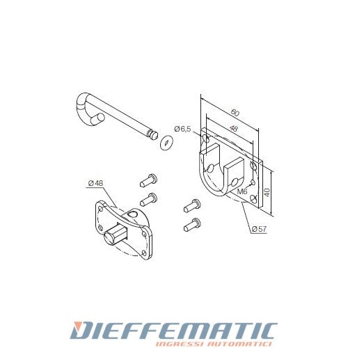 Nice 525.10091 Perno Tondo + Staffa A Sella Fori M6