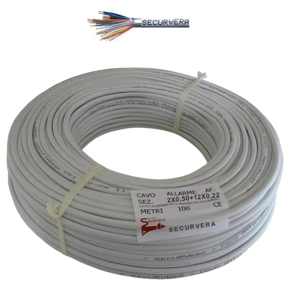Cavo Schermato Antifiamma 2X0,50 + 12X0,22 Per Antifurto