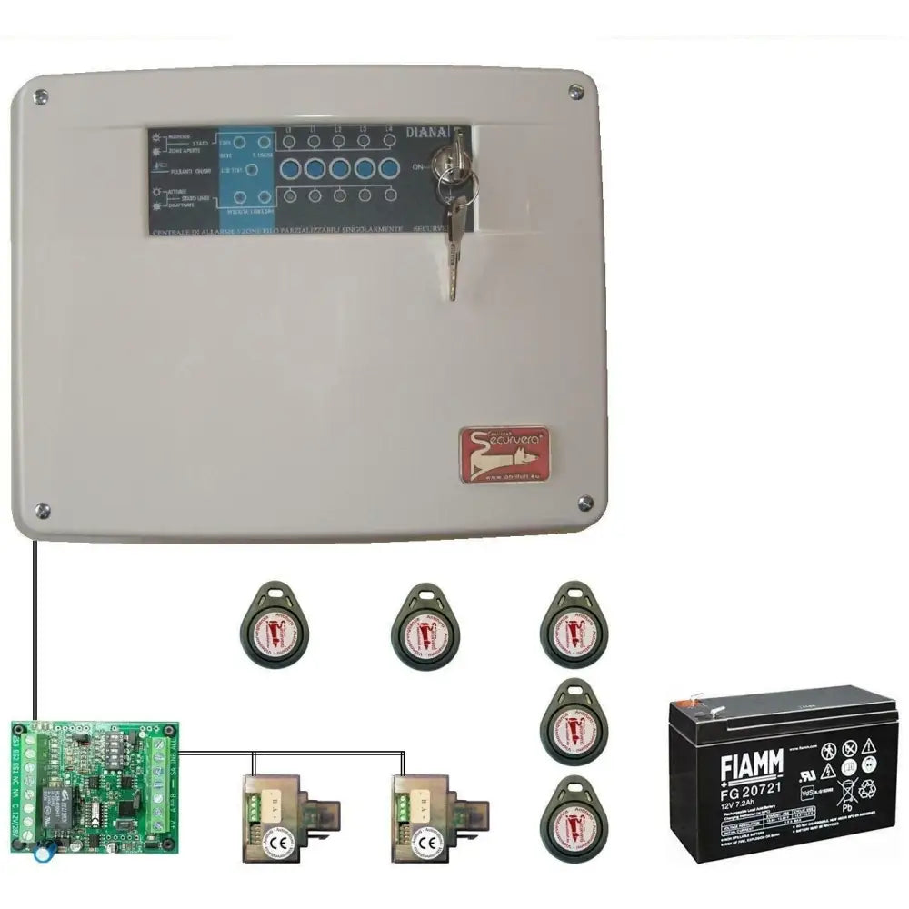 Centrale Allarme Diana 5 Zone Batteria 12 V 7,2 Ah