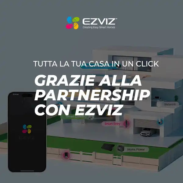 App per la casa intelligente Ezviz su uno schermo di uno smartphone.