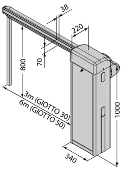 Barrière avec moteur BFT Giotto BT 24 V à 30 U 230V50