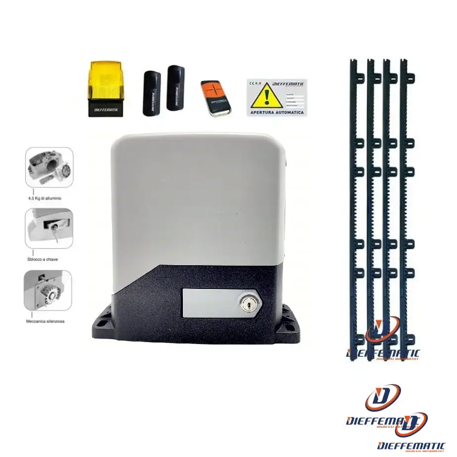 Kit for sliding gate 600kg 230v + 4 mt meters of rack racks