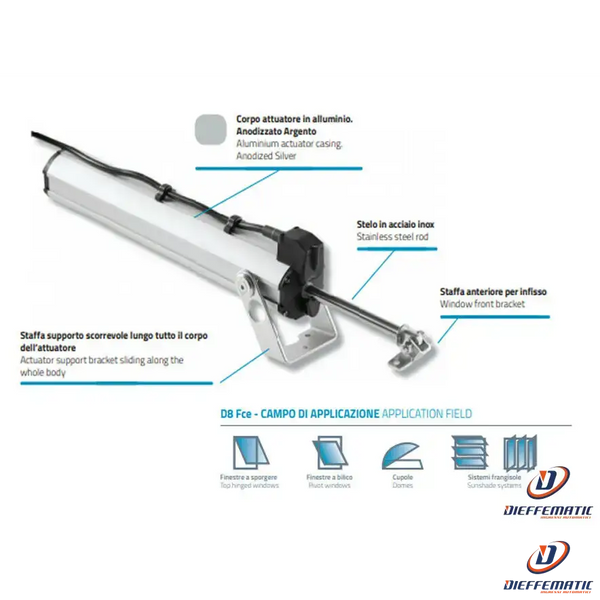 Motore Attuatore Mingardi D8 Fce 230V 500N - Corsa 400mm Per Finestre E Frangisole - Foto 2