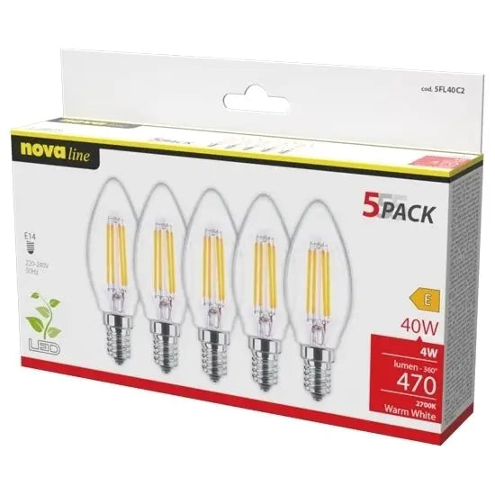 Pentapack Led Filamento Oliva 4 W Nova Line 5fl40c2