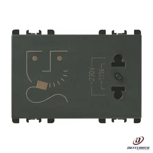 Urmet razor socket 3 modules 230v anthracite 10521 civil installation