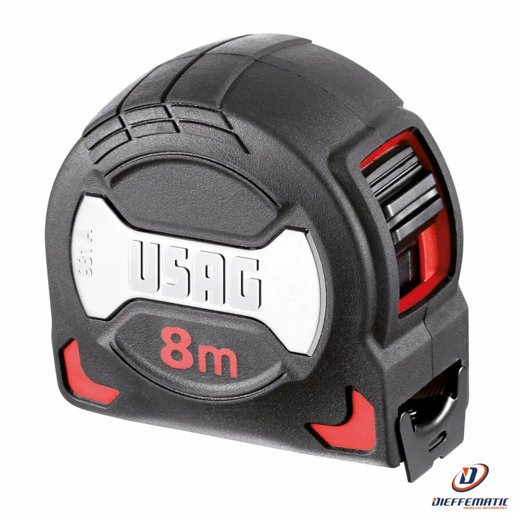 USAG U09810037 Mètre Ruban Professionnel 5m X 28mm - Antichoc, Antidérapant, Revêtement Caoutchouc - Précision Classe II